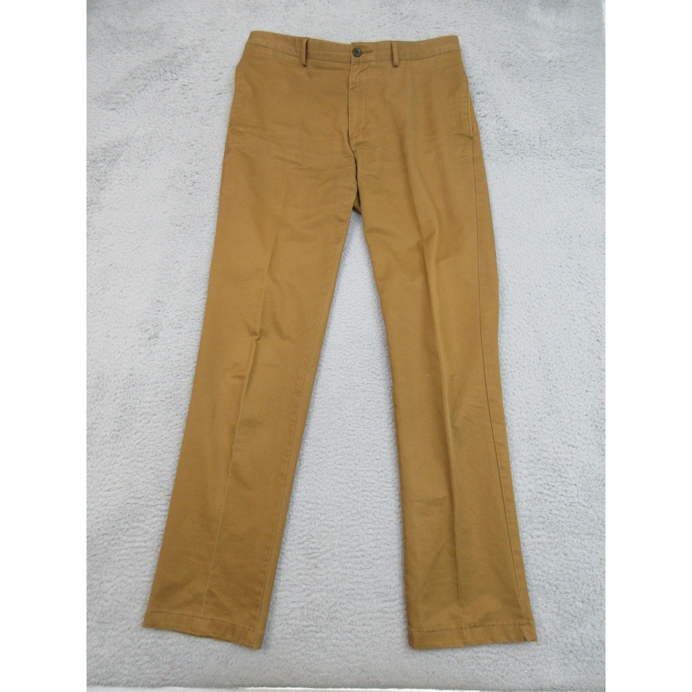 Land End Pants Mens 34 Khaki Tailored Fit‎ Chino Cotton Twill Flat Front Casual